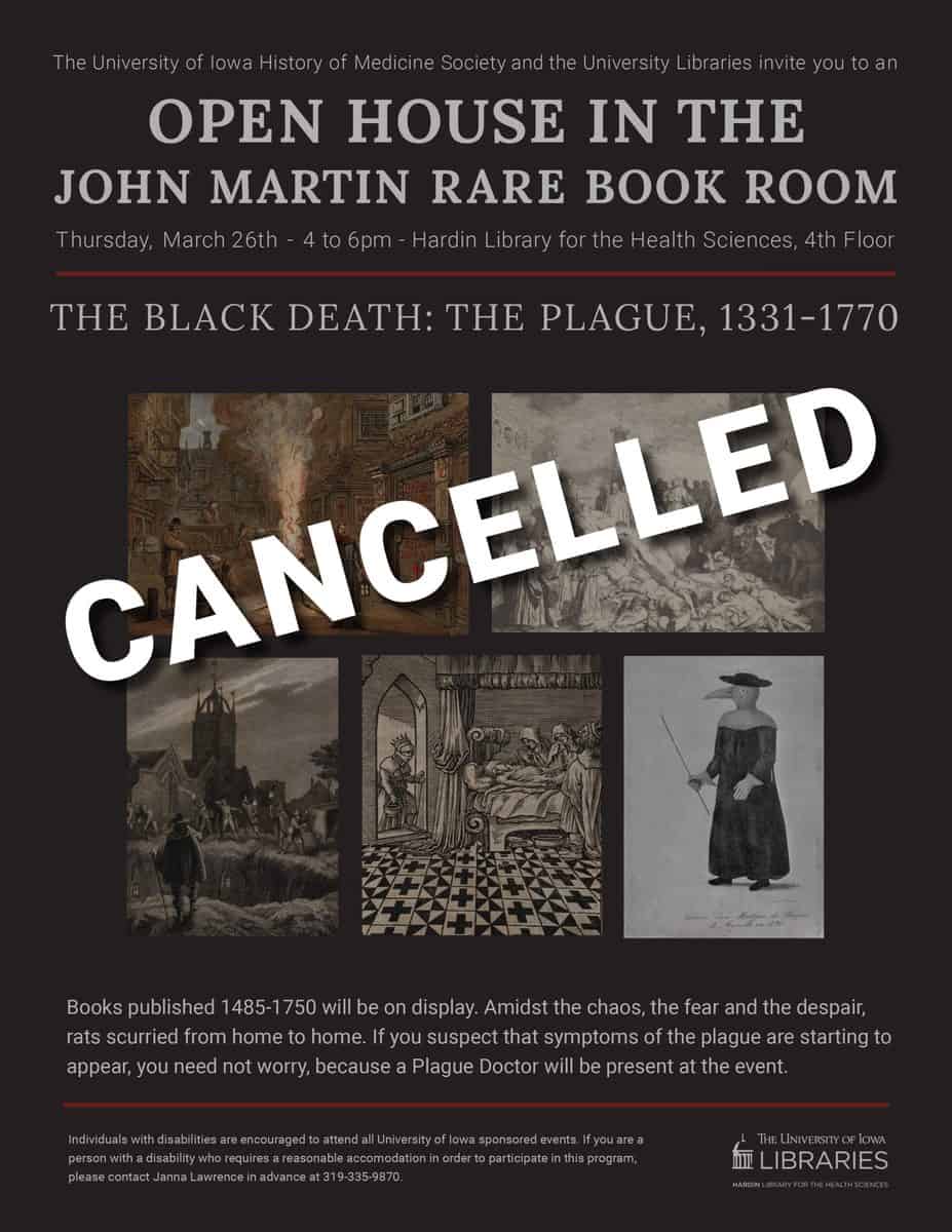 event flyer with cancelled across it