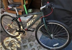 gray specialized 1994 rockhopper womens bike in garage