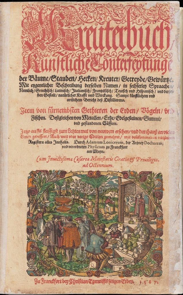 title page from herbal, gothic script, woodcut 