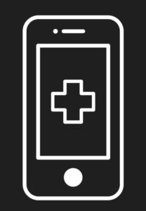 graphic cellphone with medical cross in the middle