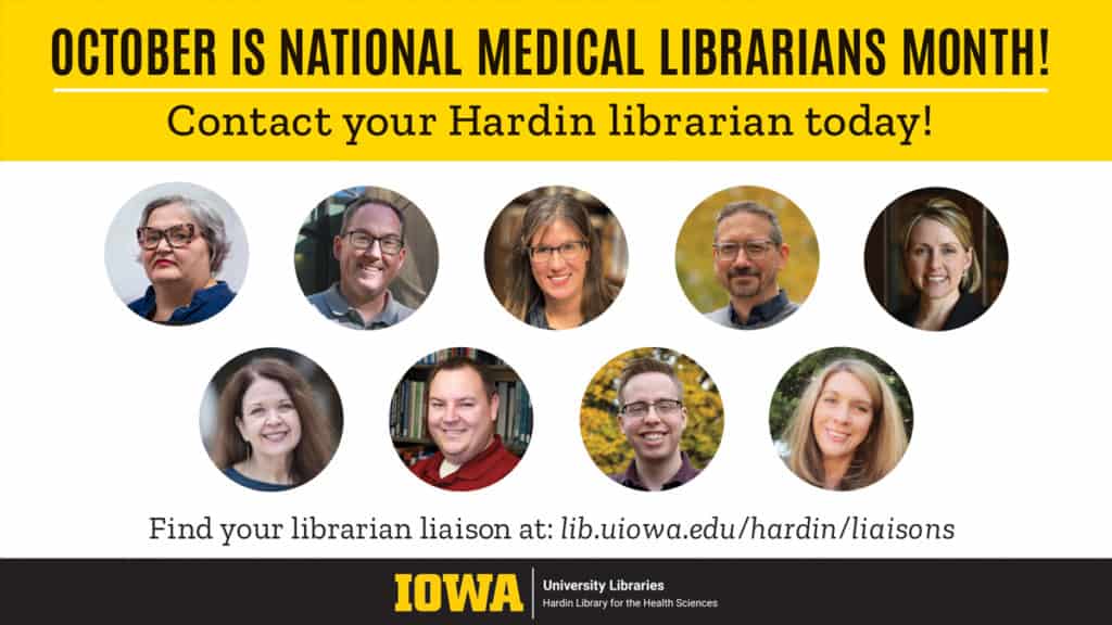 Images of Hardin Librarians and find your librarian at: lib.uiowa.edu/hardin/liaisons