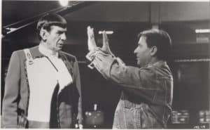 Leonard Nimoy and Nicholas Meyer on set during the shooting of Star Trek VI: The Undiscovered Country. 