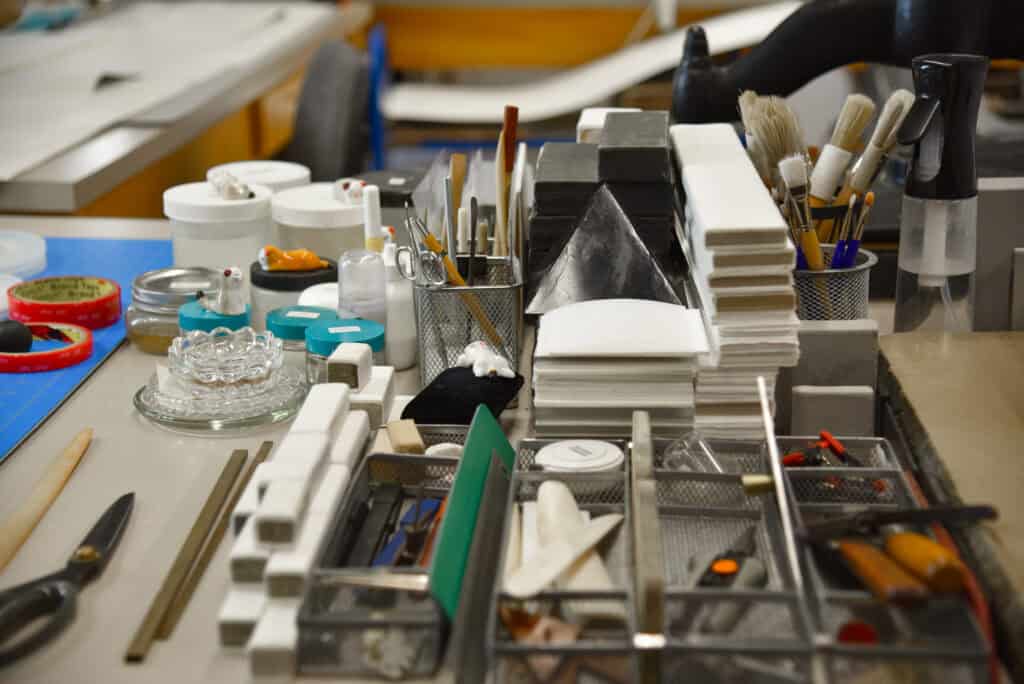 Bill's tools are organized on his work bench