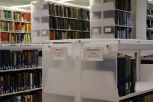 Reference shelving in the new Music Library