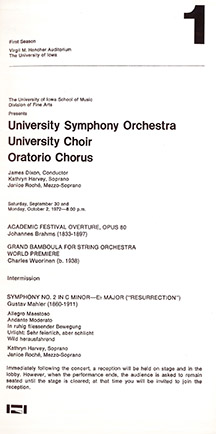 mahler second symphony program from 1972