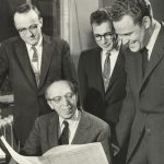 image of philip bezanson, aaron copland, himie voxman, and james dixon