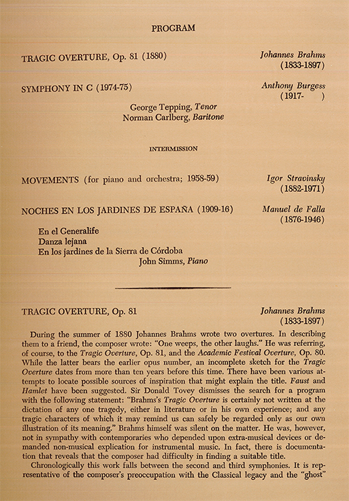 concert program symphony orchestra october 22 1975