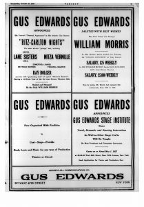 Advertisements from Variety October 27 1926