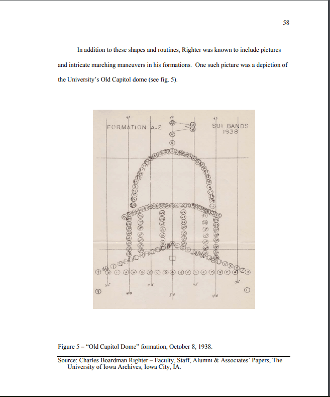 image of old capitol dome marching band formation from thesis