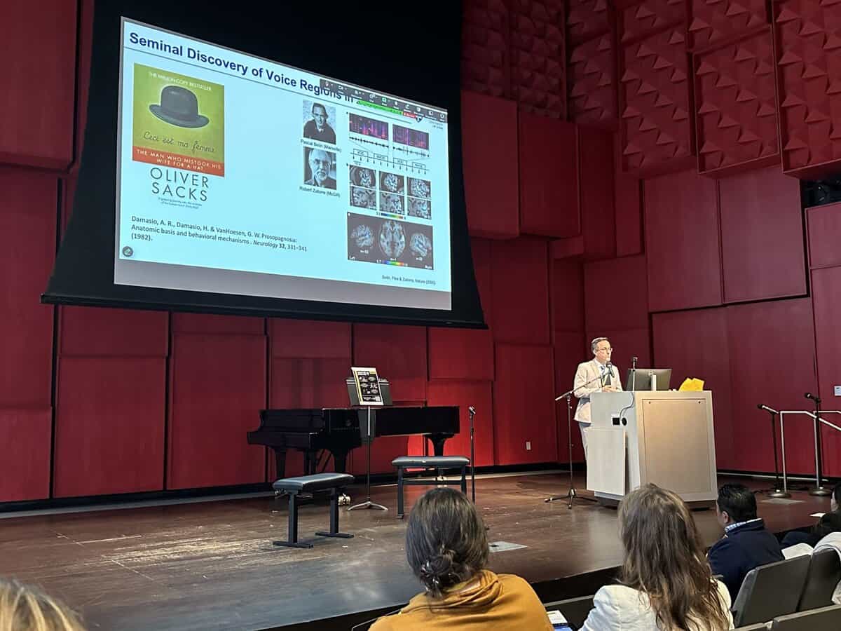 Dr. Chris Petkov presents on the "neurobiology of voice perception" at the 2024 Midwest Voice Symposium.