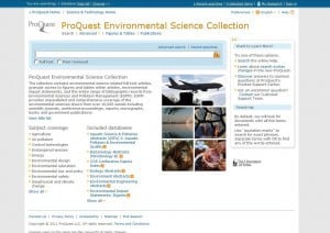 Screenshot of the ProQuest Environmental Sciences Collection front page