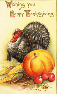 "Wishing you a Happy Thanksgiving" vintage greeting card