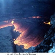 Image of Cool dark lava subducting, exposing red-hot lava