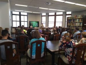 Picture of audience with Dr. Hendrix at the front