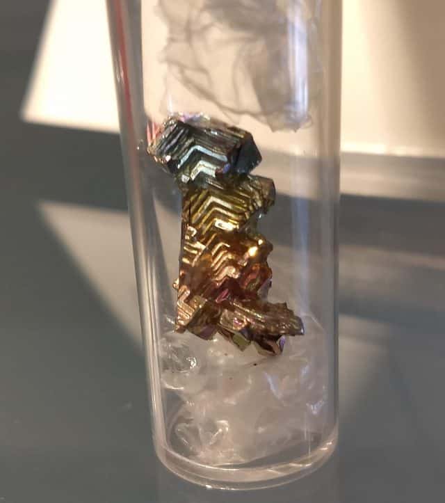 Image of bismuth crystals in multiple colors