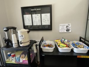 Image of free coffee and snacks for finals week