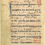 Vellum leaf of a medieval music manuscript