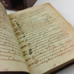 Facsimile of historic book with exposed spine