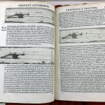 An image of the inside of the book, featuring three illustrations of cannons