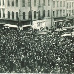 crowd waiting to buy football tickets in 1920
