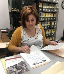 Woman looking at papers