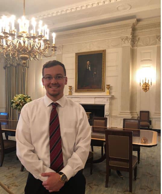 Seth in front of Lincoln's Portrait