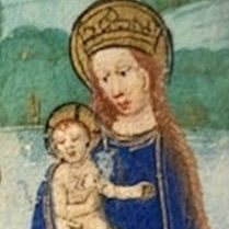 portrait of Mary and Jesus in medieval manuscript