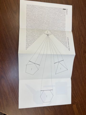 Fold out with pictures of Pentagram, Hexagon and triangle coming from text