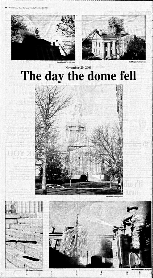"The day the dome fell," The Daily Iowan, Nov. 26, 2001 | The Daily Iowan Historic Newspapers