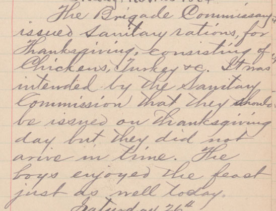 Lewis Crater diary entry, Nov. 25, 1864 | Civil War Diaries and Letters