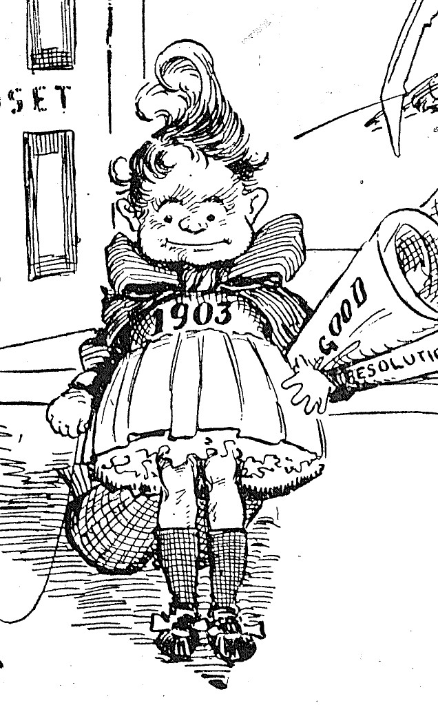 Detail from "Well, here I am!" 1903 | Editorial Cartoons of J.N. "Ding" Darling