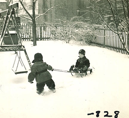 Playing in the snow, Iowa Child Welfare Research Center, 1938 | Iowa City Town and Campus Scenes