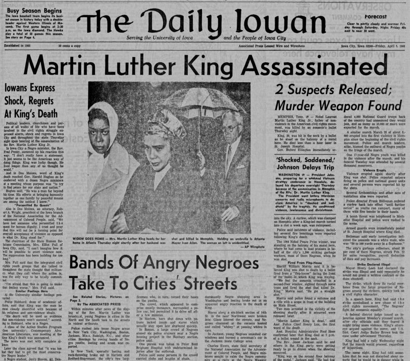 The Daily Iowan, Apr. 5, 1968 | The Daily Iowan Historic Newspapers