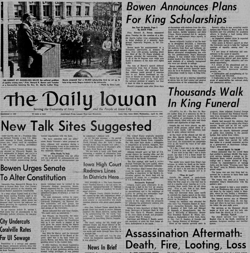 The Daily Iowan, Apr. 10, 1968 | The Daily Iowan Historic Newspapers