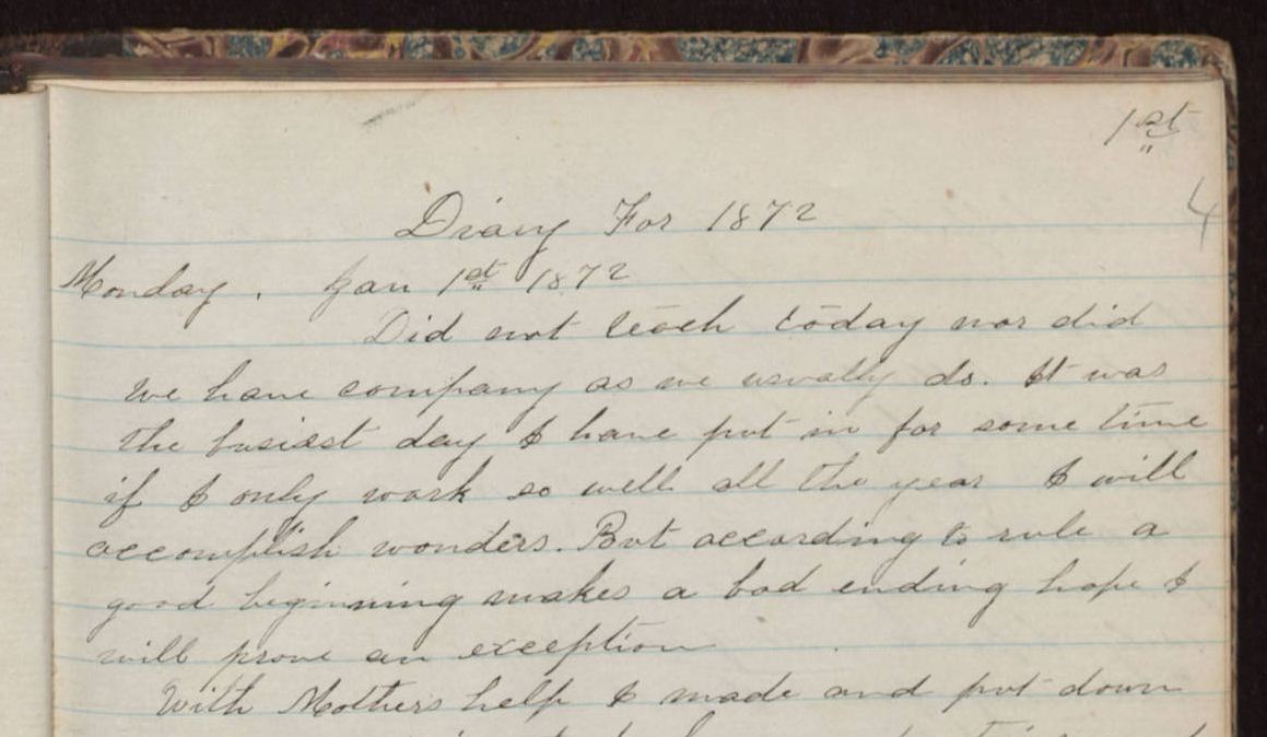 Diary entry, Jan. 1, 1872 | Iowa Byington Reed Diaries