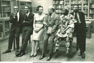 Members_of_Black_Writers_panel_chatting_Countee_Cullen_Branch_of_New_York_Public_Library_New_York_NY_May_1963