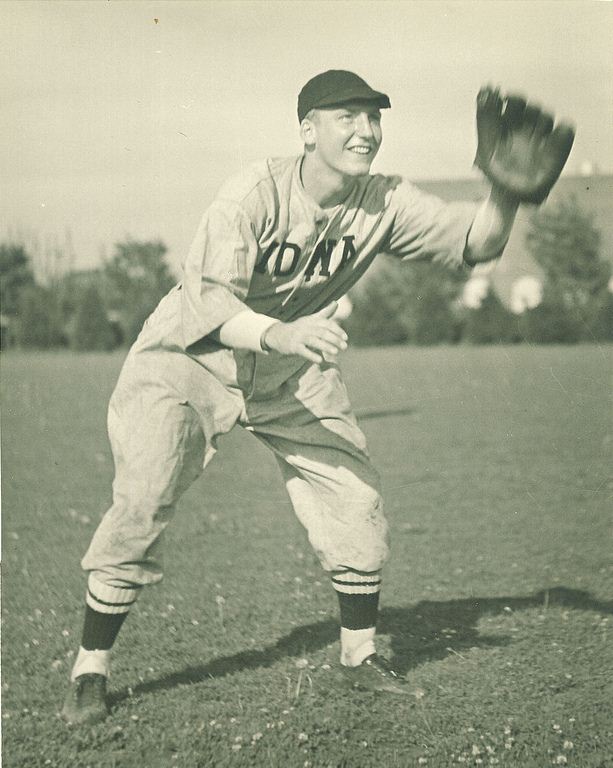 Jim George playing baseball, University of Iowa, late 1930s | Iowa City Town and Campus Scenes at Flickr