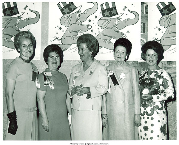 Mary Louise Smith, Pat Pardun, Mary Brooks, Lois Reed, and Shirley Temple Black at the Republican Women's Conference, Washington, D.C., 1968
