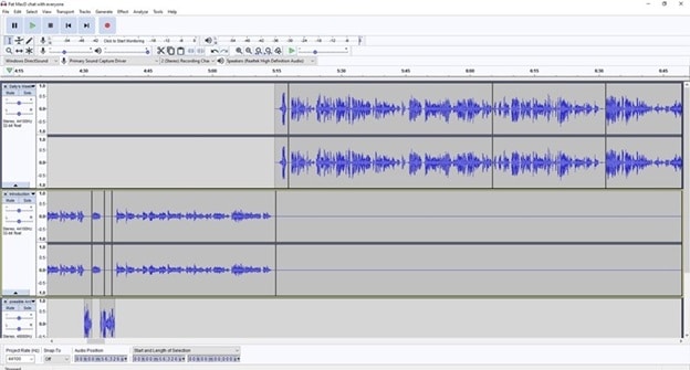 Screen Shot of Audacity Program