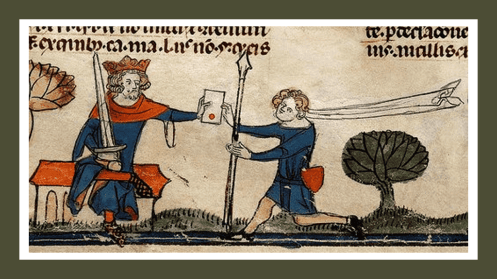 Medieval illustration and writing