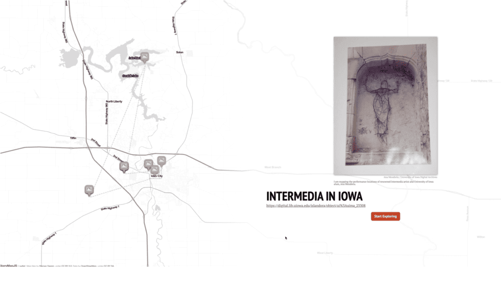 Intermedia in Iowa. Image of a map of an area in the state.